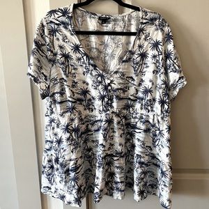 torrid Blue and white blouse size 2x
